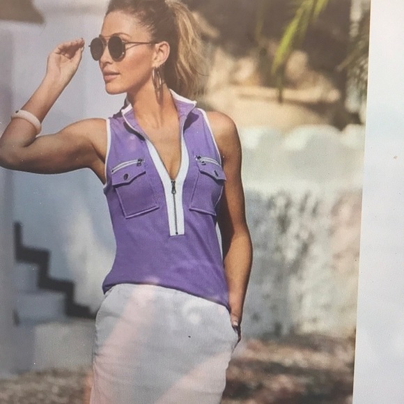 Orange/coral “bird of paradise color”Sleeveless chic zip tank NWT IN PACKAGE - Picture 13 of 16